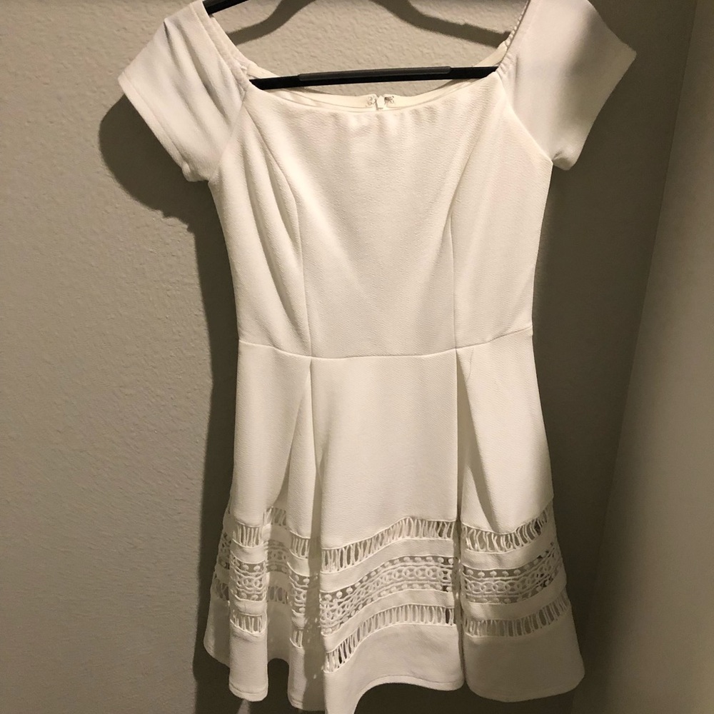 Capped sleeve fit & flare dress